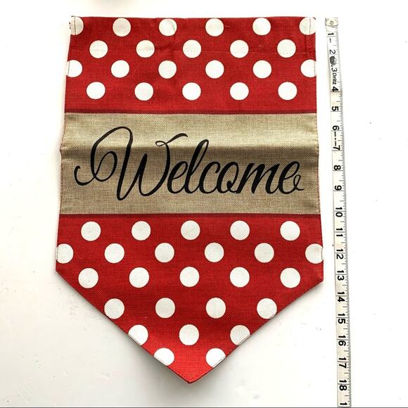 Welcome M monogram polkadot garden flag 13x18 - Picture 3 of 8